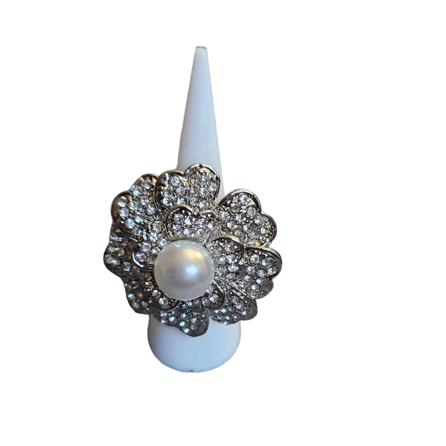 Flower Pearl Rhinestone stretch ring