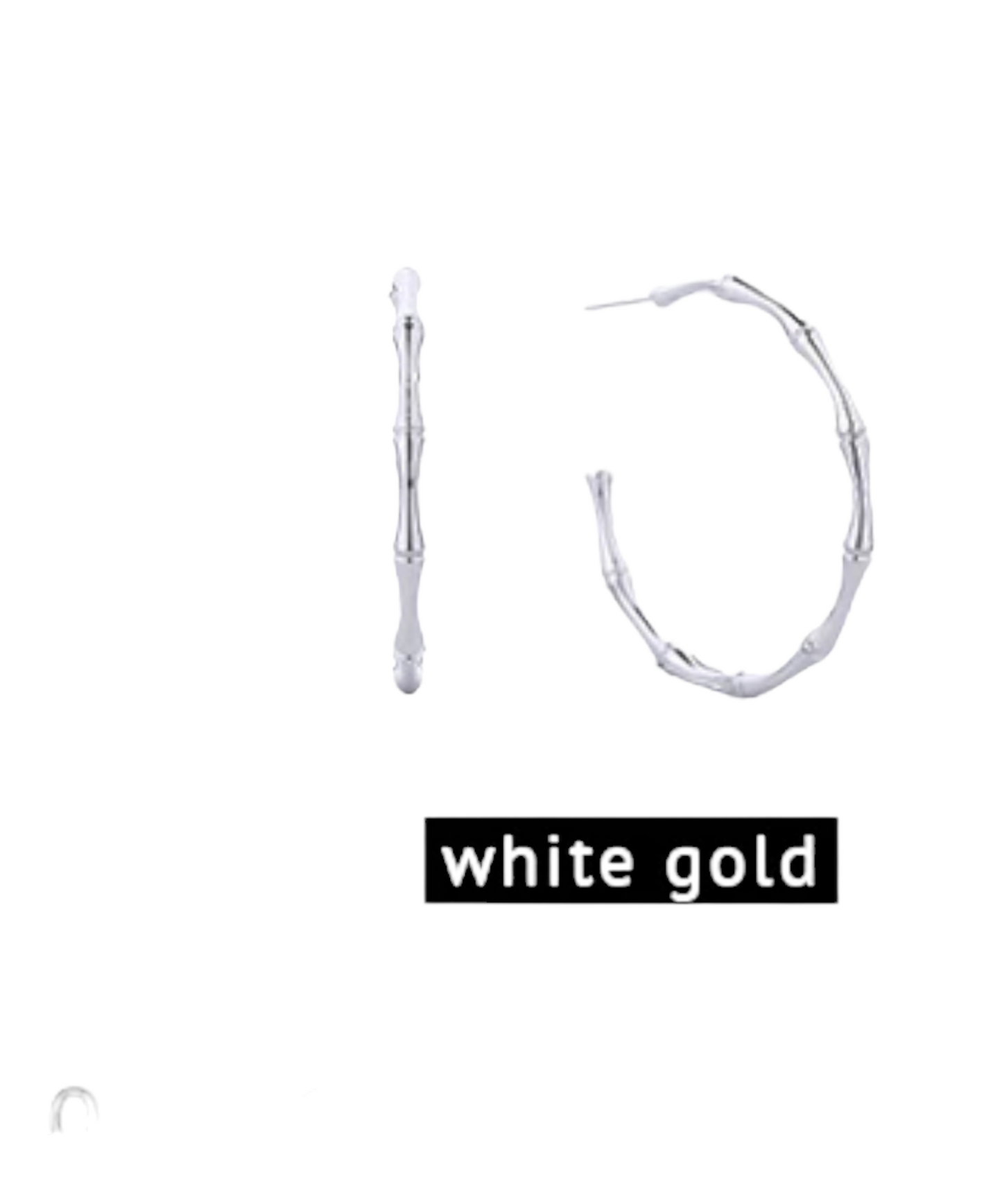 14K WhiteGold Dipped BambooShaped 4cm Earring