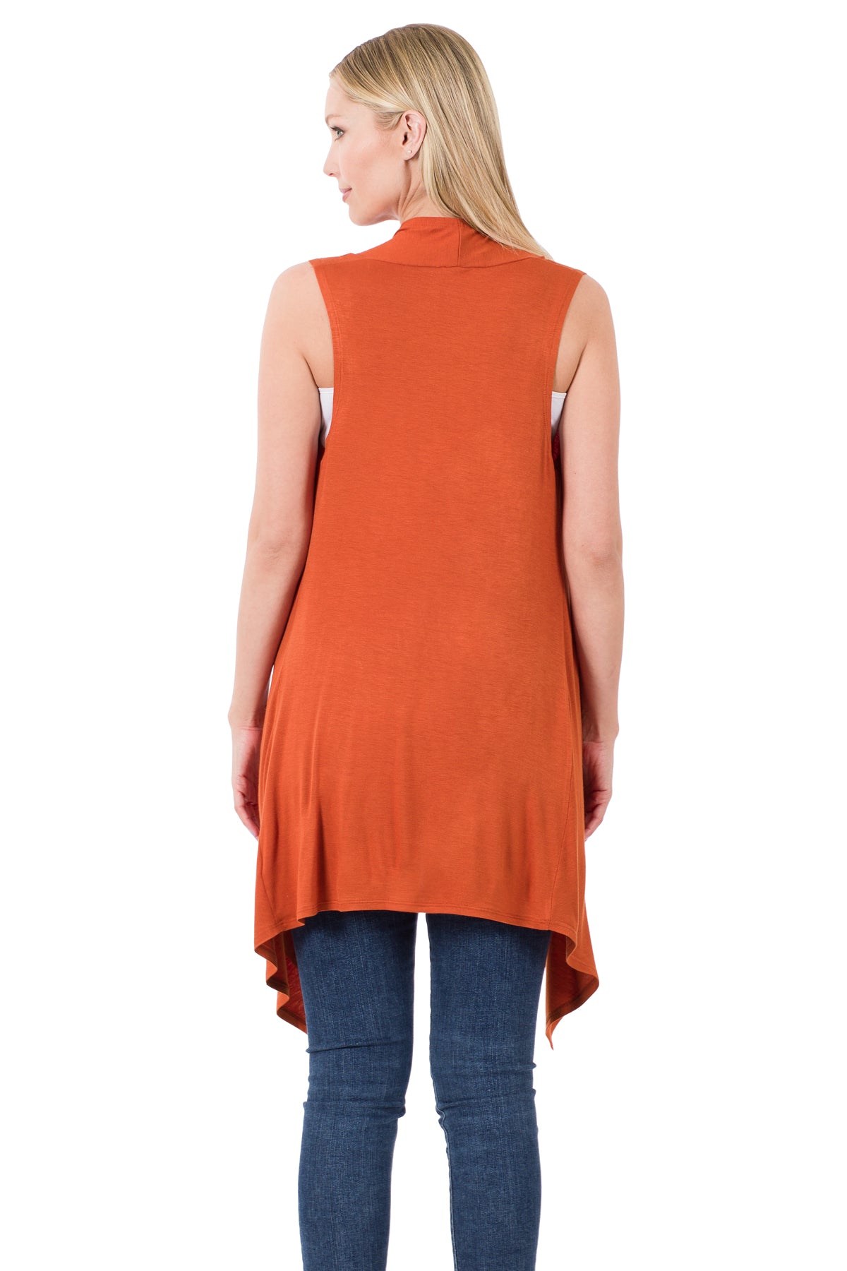 Sleeveless Draped Open Front Cardigan