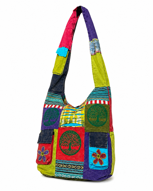 Cotton Flower Pocket Tree of Life 3-Pocket Bag