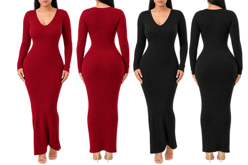 Long Sleeve Ribbed Dress