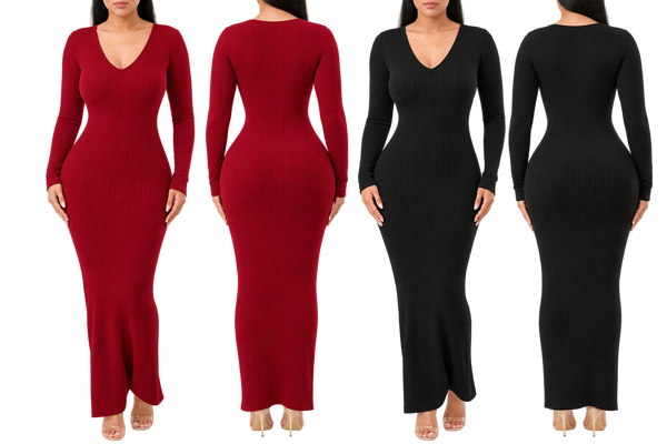 Long Sleeve Ribbed Dress