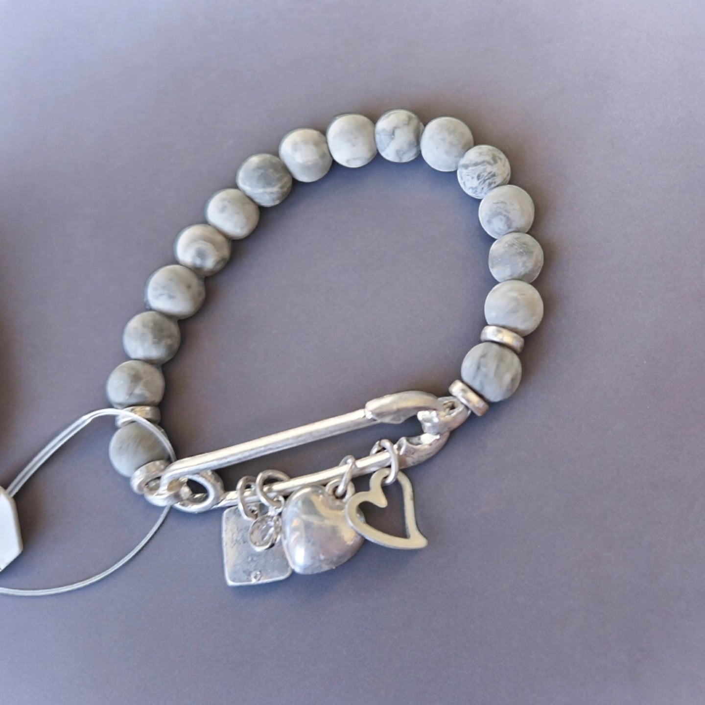 Natural Stone Beaded Safety Pin Charm Bracelets