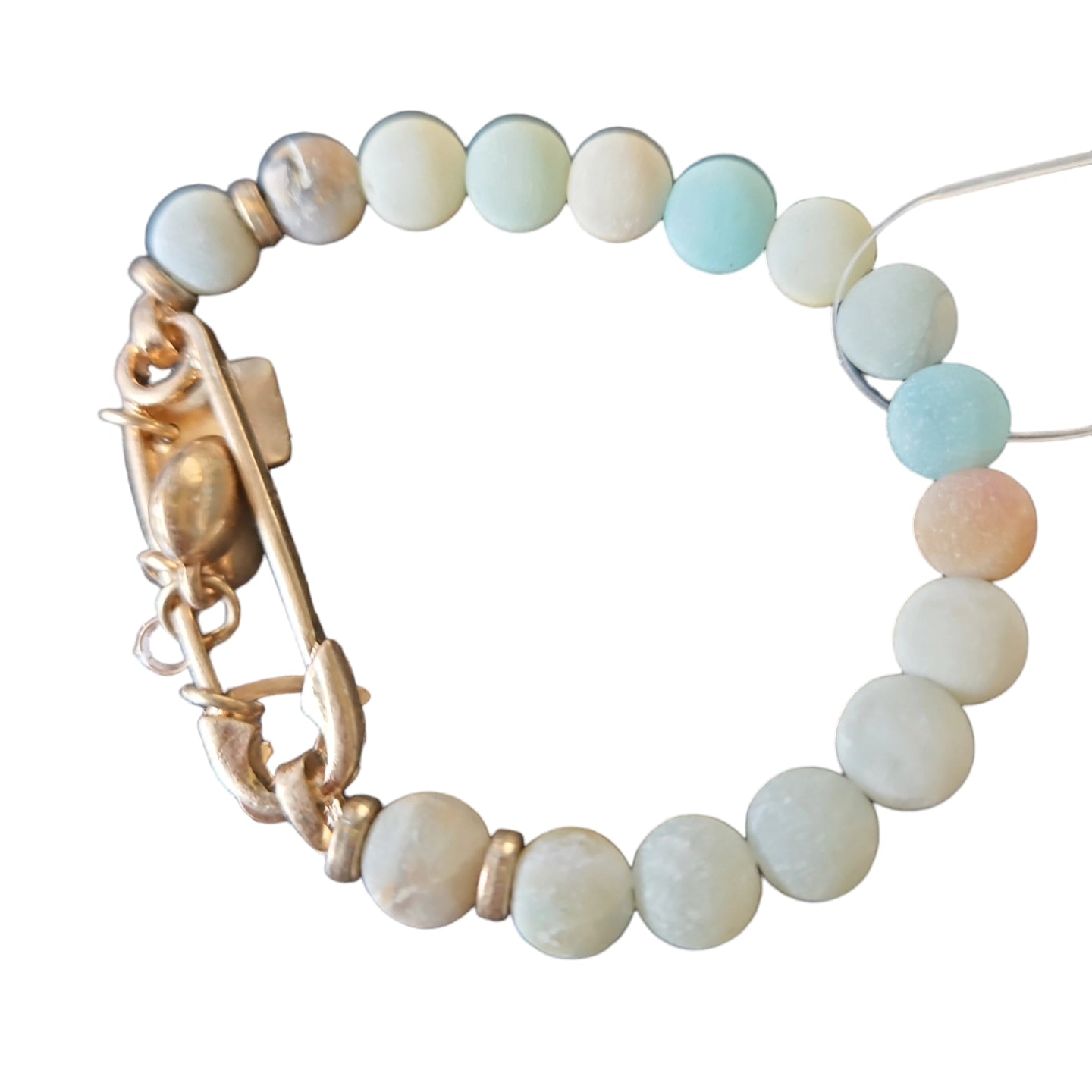 Natural Stone Beaded Safety Pin Charm Bracelets