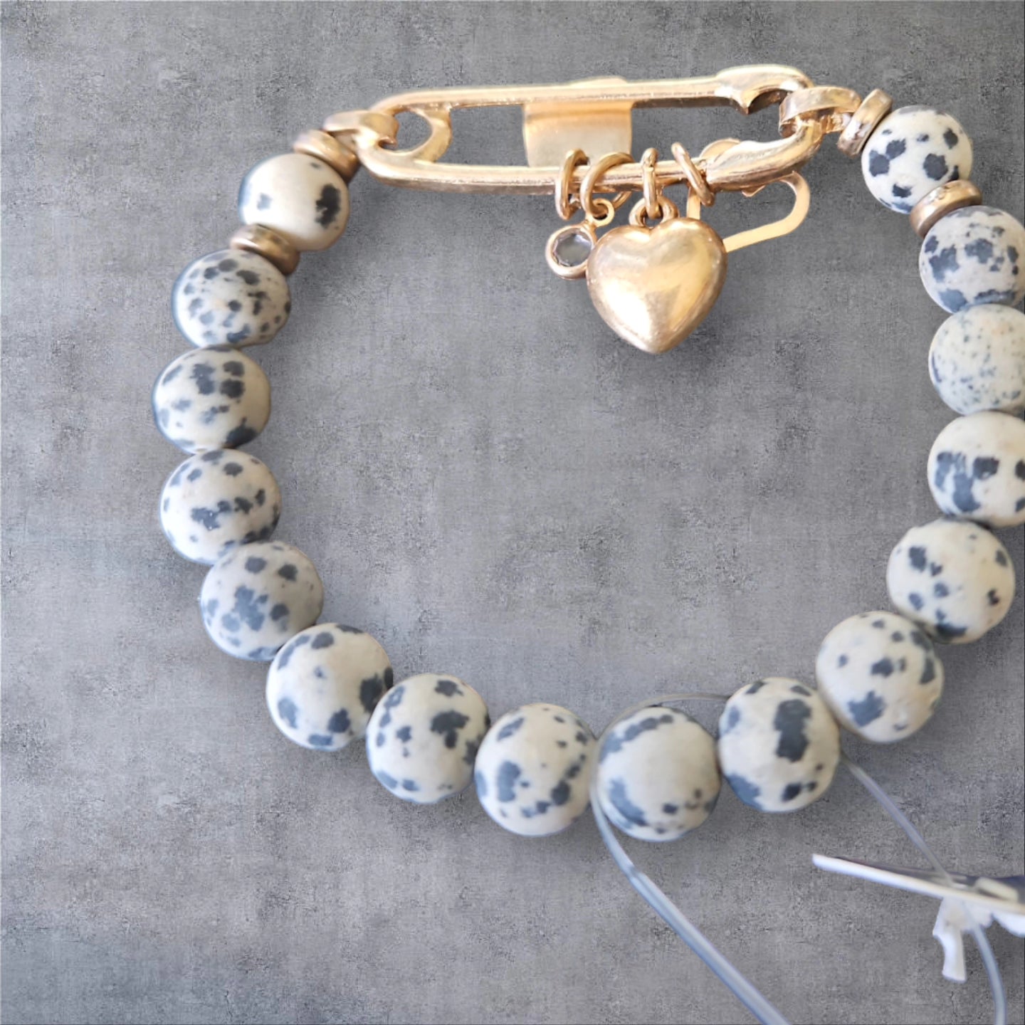 Natural Stone Beaded Safety Pin Charm Bracelets