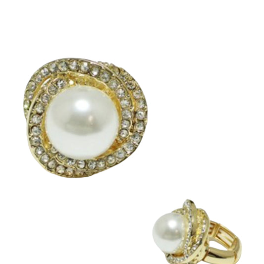 Pearl Rhinestone stretch ring