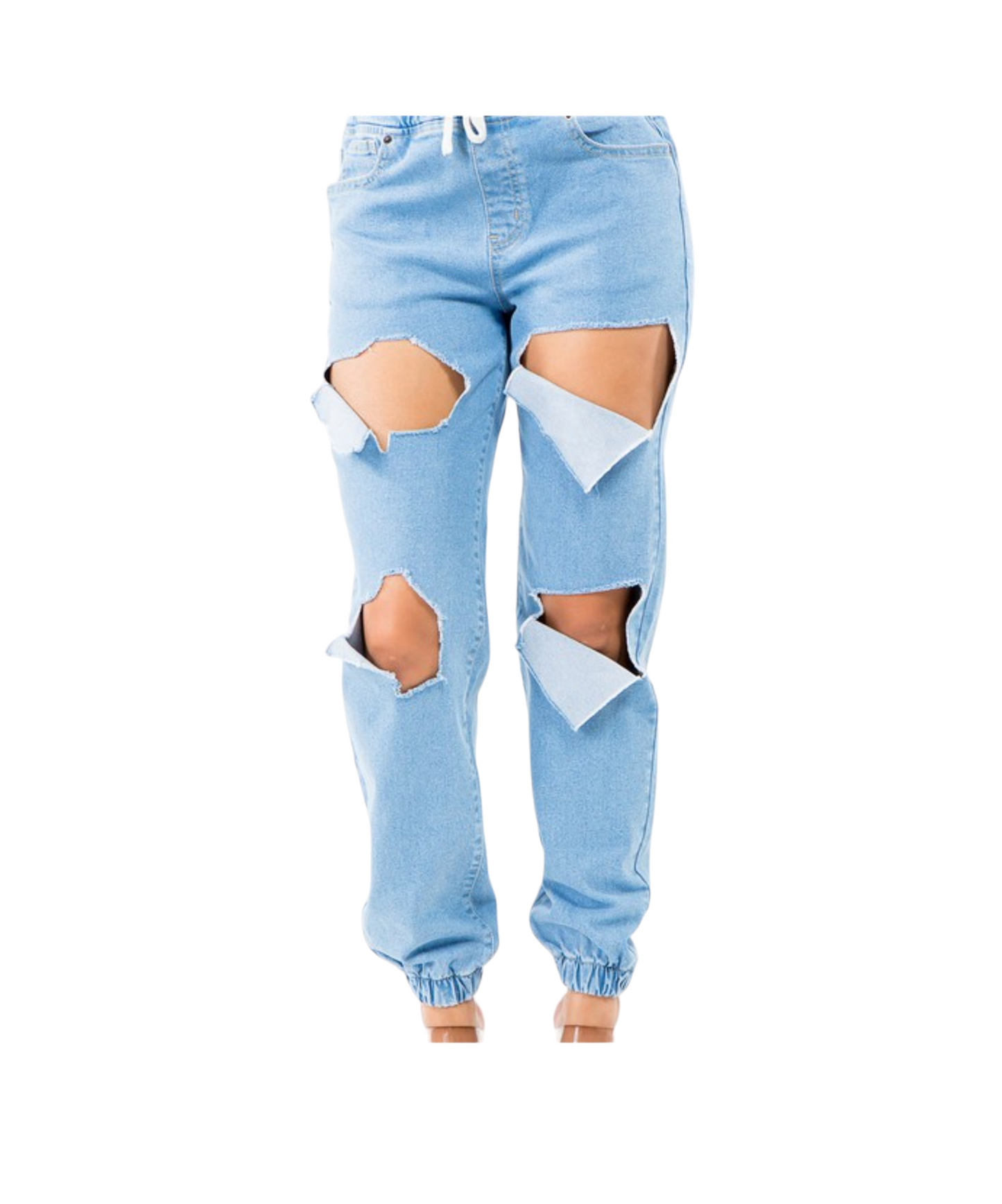 Highwaist Cutout Light Denim Joggers