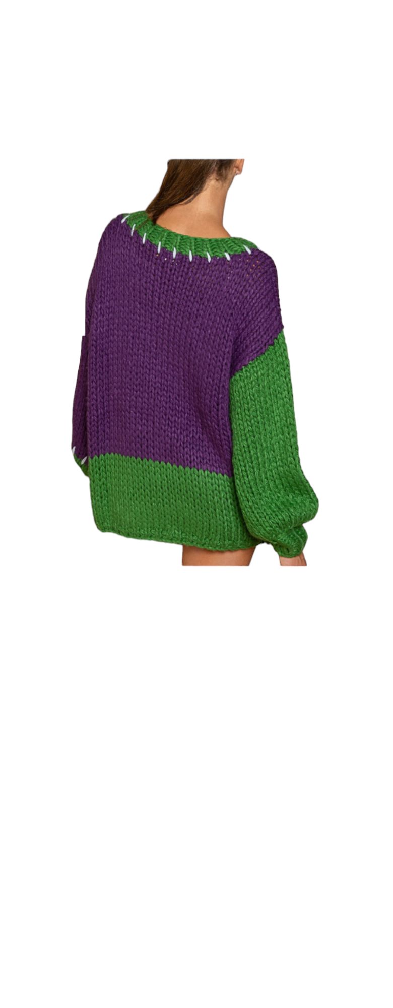 Green/Plum Multi Color Sweater