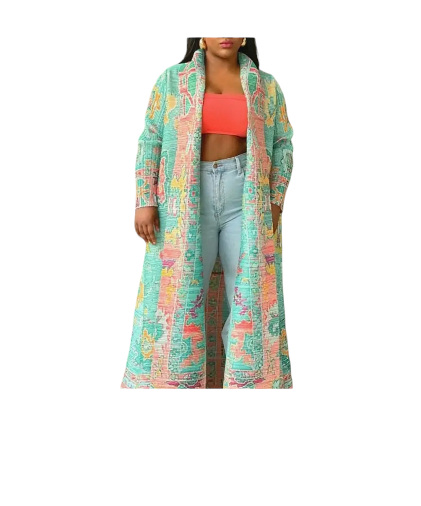 Free Size  Open Front Long Duster