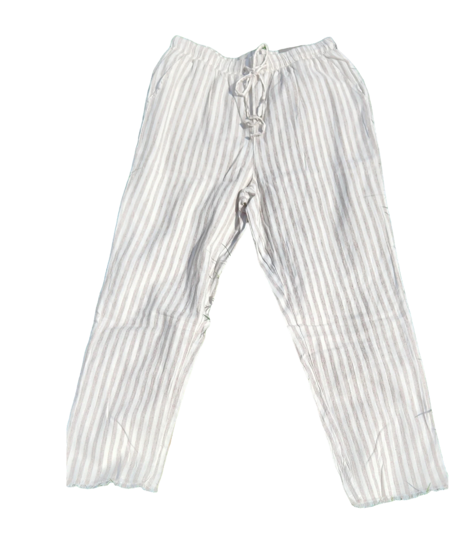 Grey Striped Linen Pants