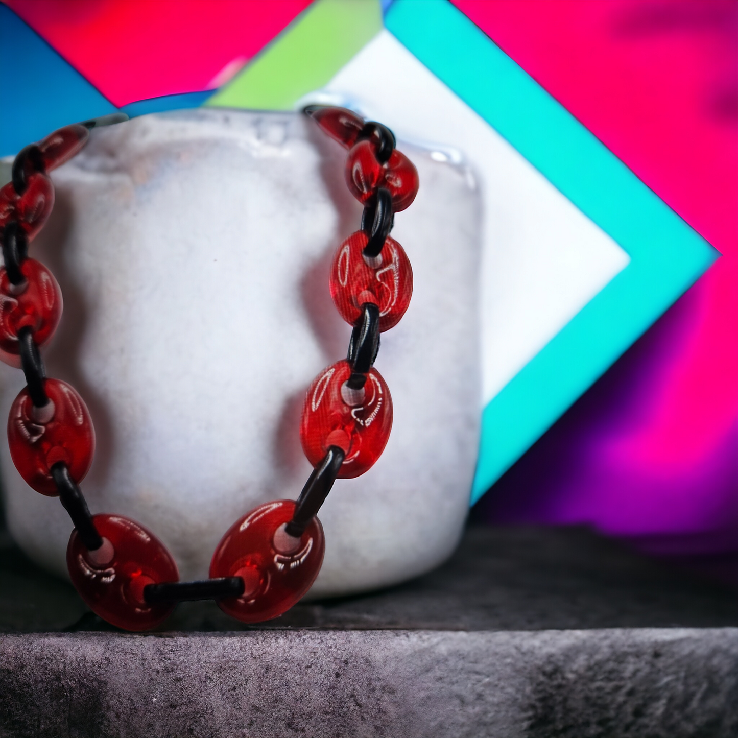 Red & Black Link Necklace