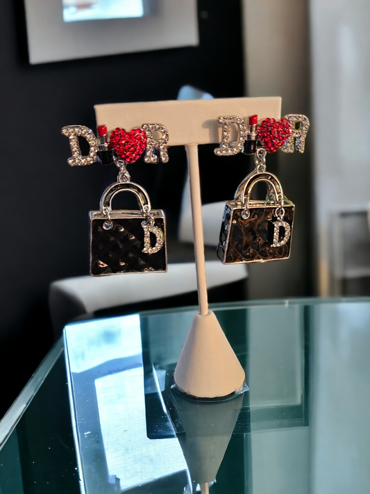 D Inspired Dangle Purse Earring