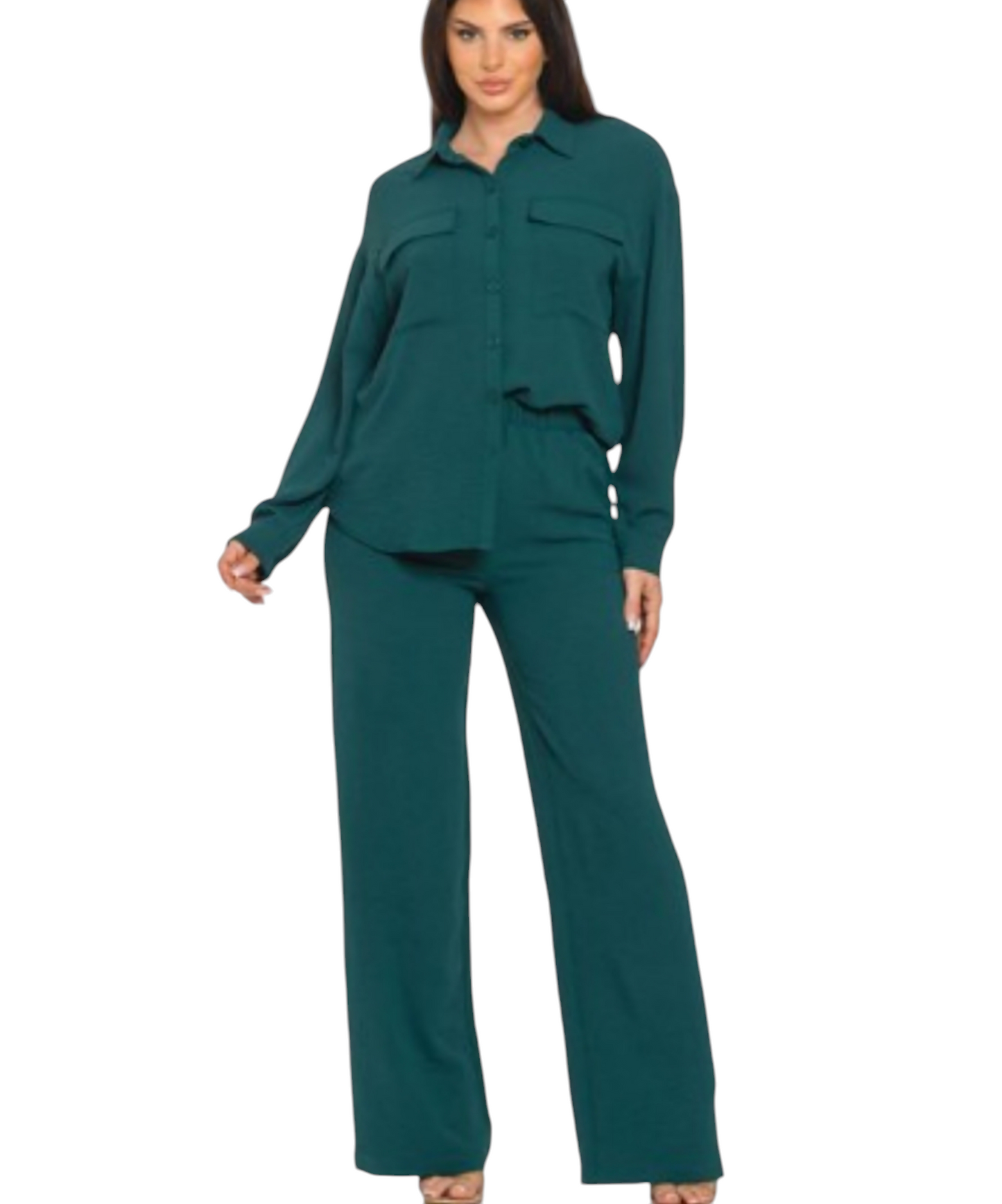 Front Button Down 2 Pocket Pant Set #951