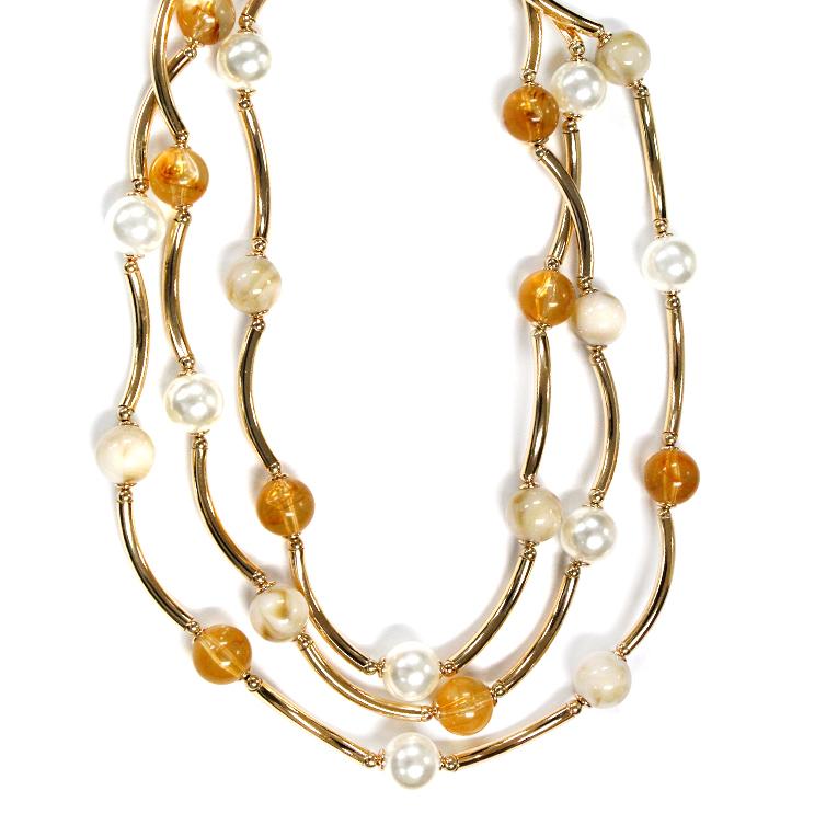Multi Strand Beaded Link Necklace
