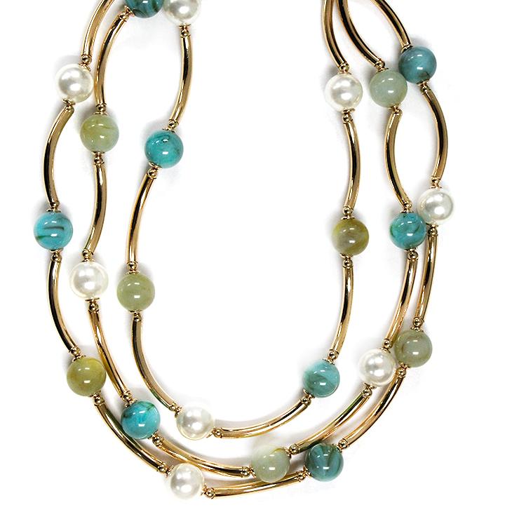 Multi Strand Beaded Link Necklace