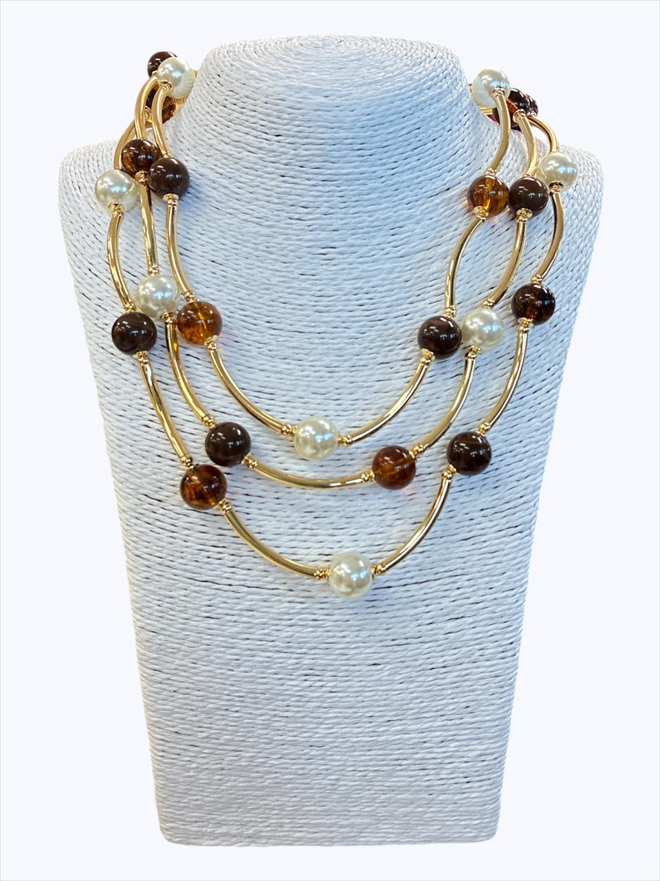Multi Strand Beaded Link Necklace