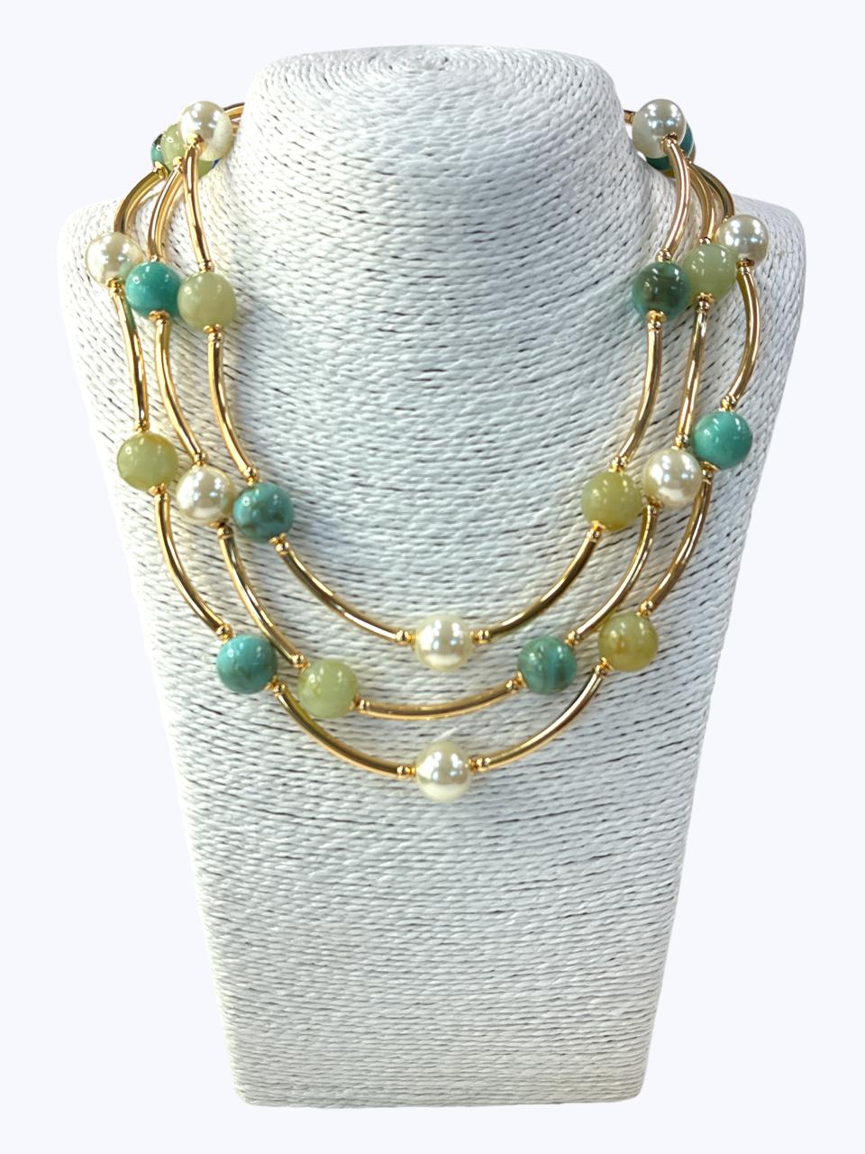 Multi Strand Beaded Link Necklace