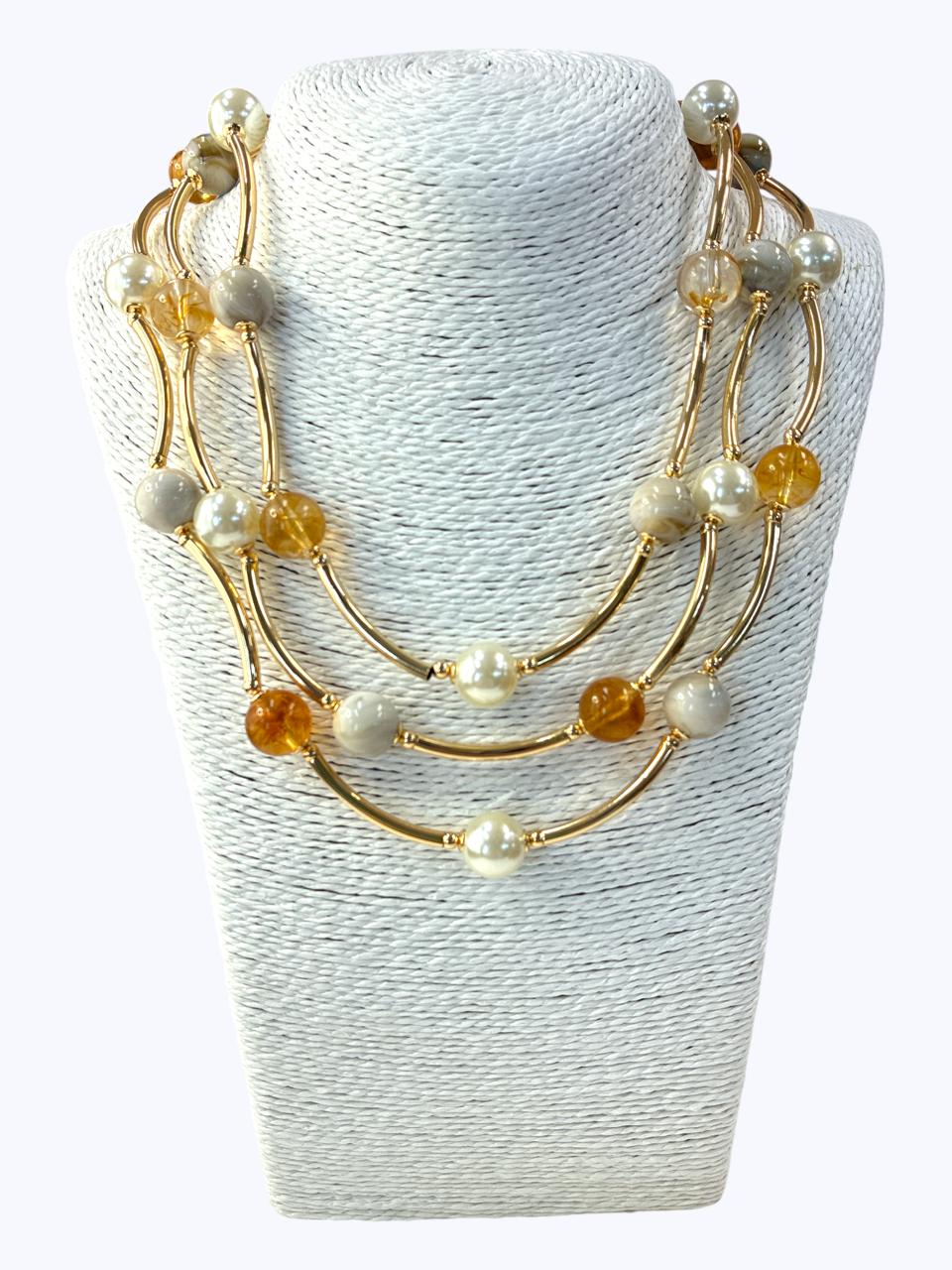 Multi Strand Beaded Link Necklace