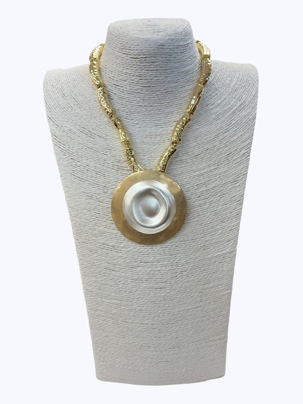 Hammered Circle Pendant Necklace