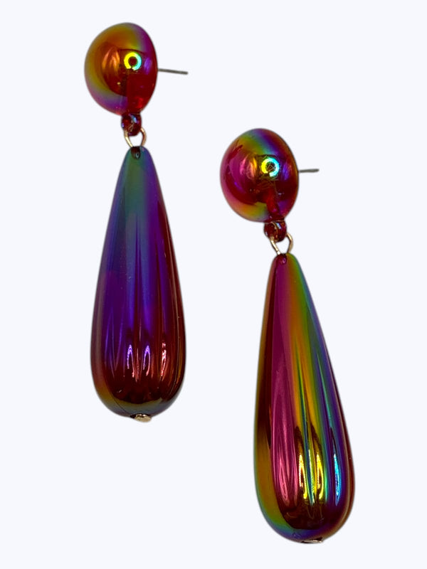 Holographic Tear Drop Accent Earrings