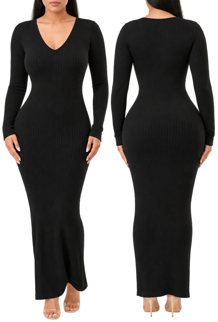 Long Sleeve Ribbed Dress