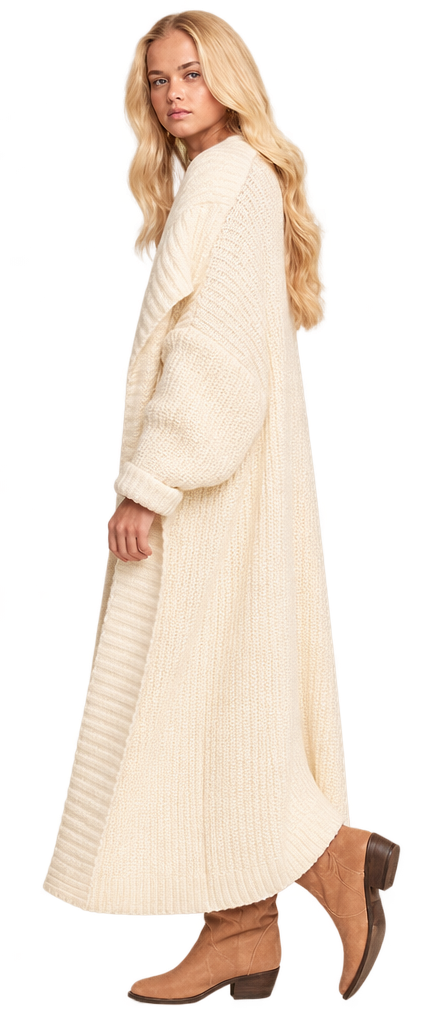 Cozy Cable Knit Maxi Dress & Cardigan Set