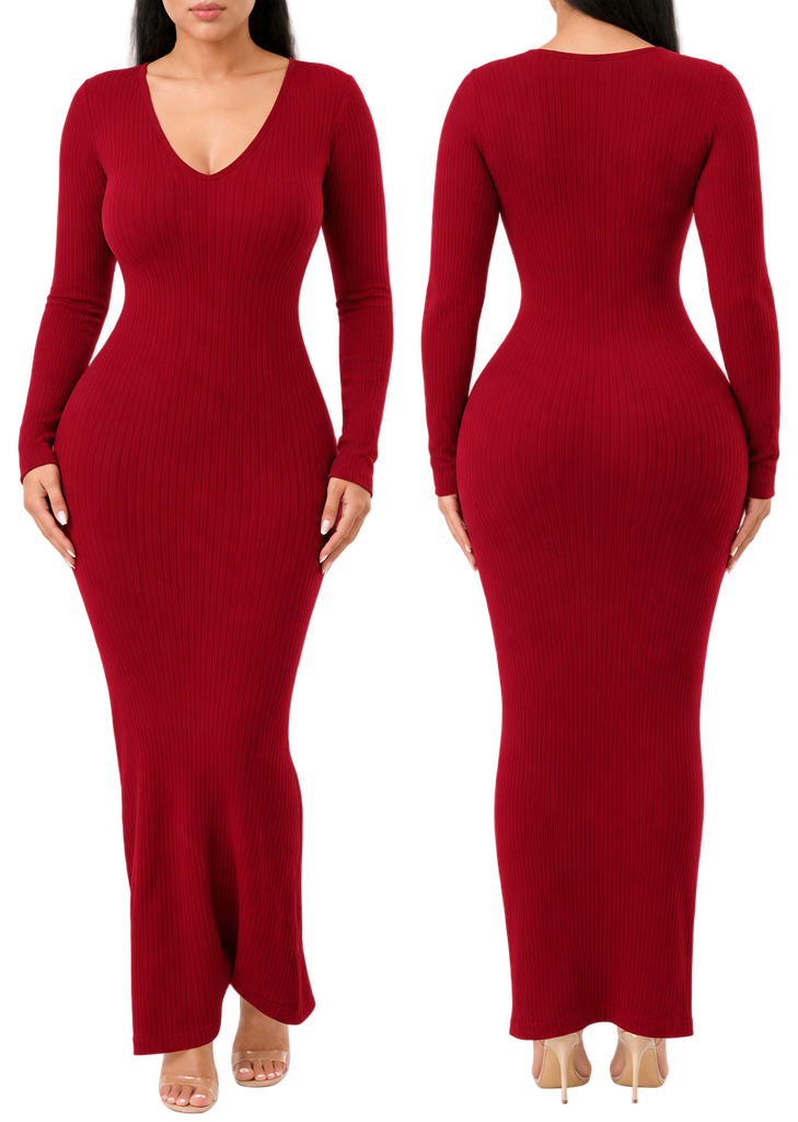 Long Sleeve Ribbed Dress